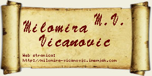 Milomira Vicanović vizit kartica